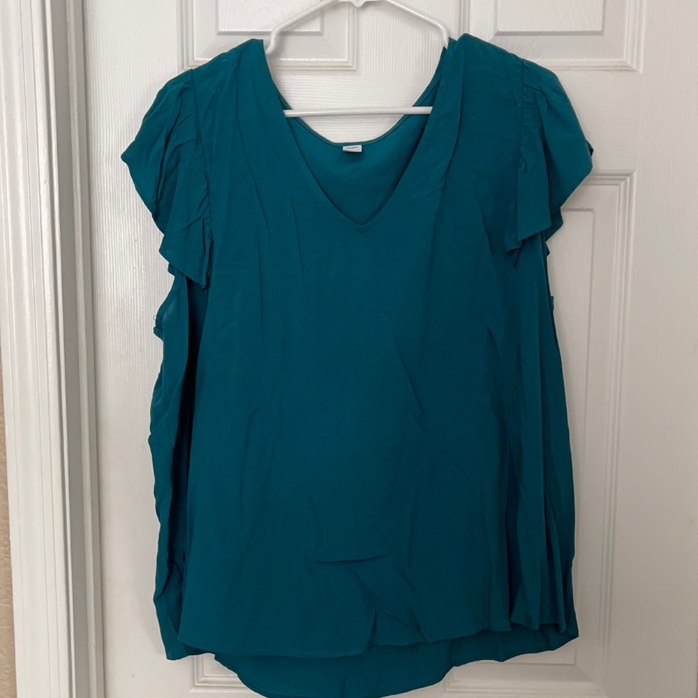 Old Navy, Teal flutter sleeve top, XL, Never worn